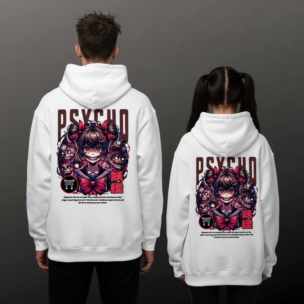 Premium Hoodie Psycho Madness – Dark Anime | Kawaii Horror Girl KrzR DruckZone