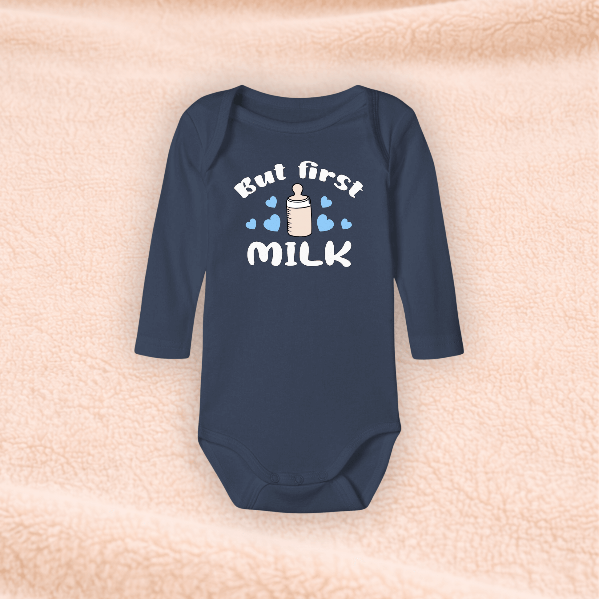 Langarmbody - But first Milk KrzR DruckZone