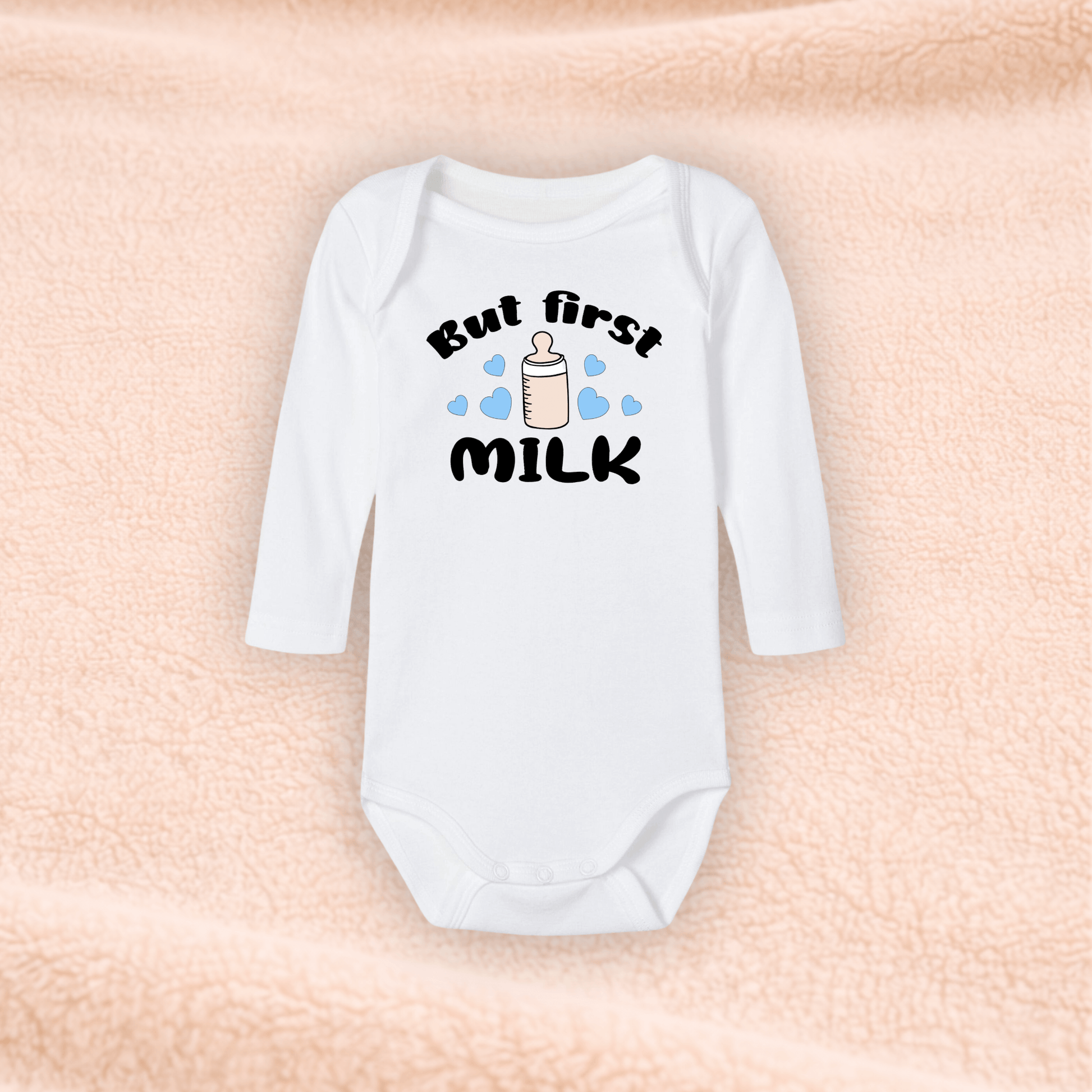 Langarmbody - But first Milk KrzR DruckZone