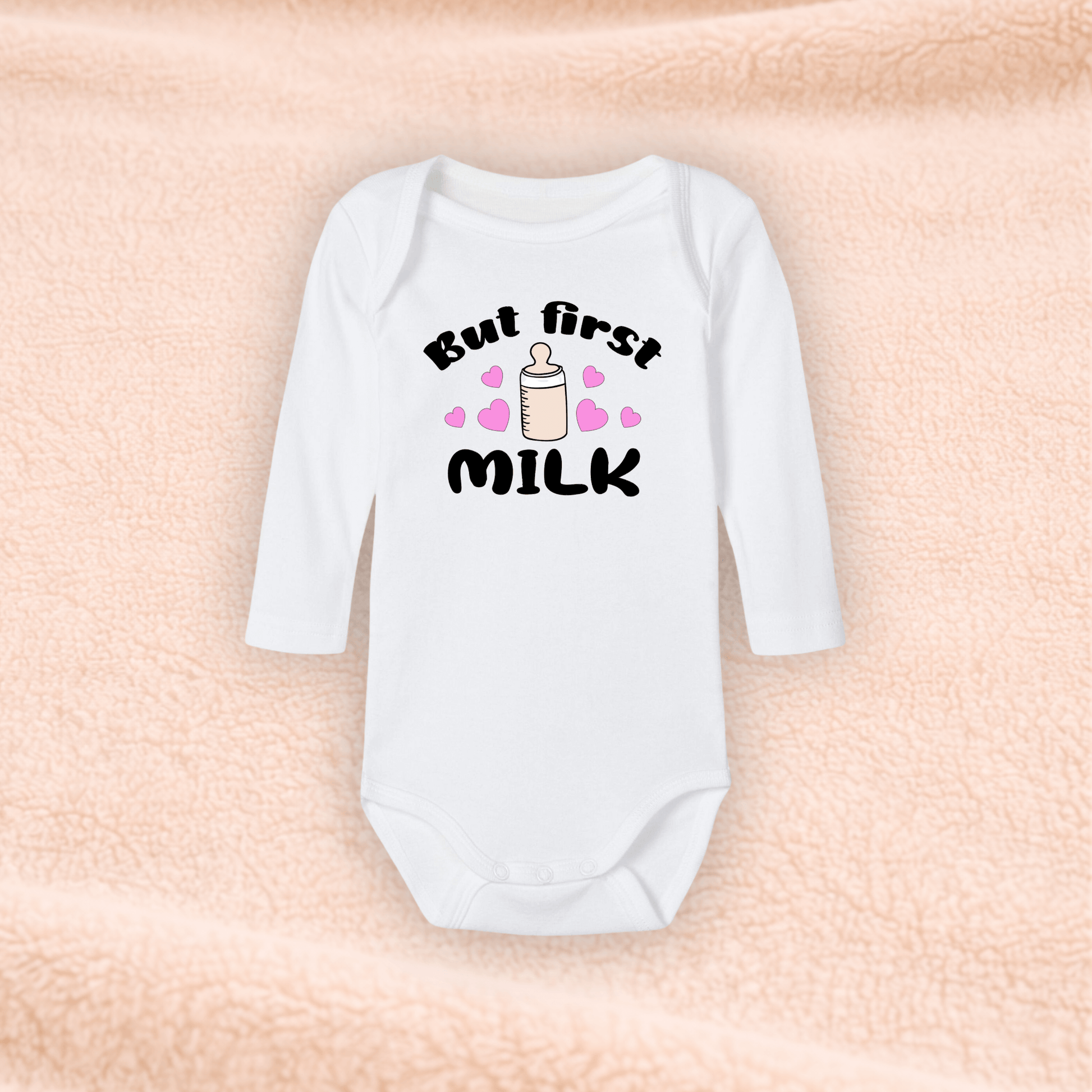 Langarmbody - But first Milk KrzR DruckZone