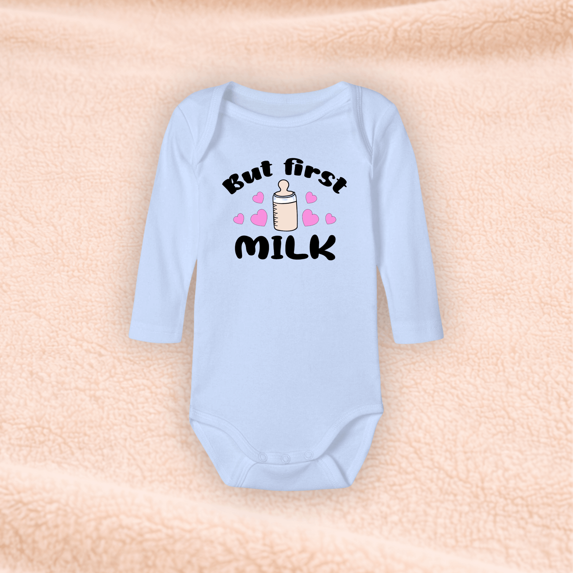 Langarmbody - But first Milk KrzR DruckZone