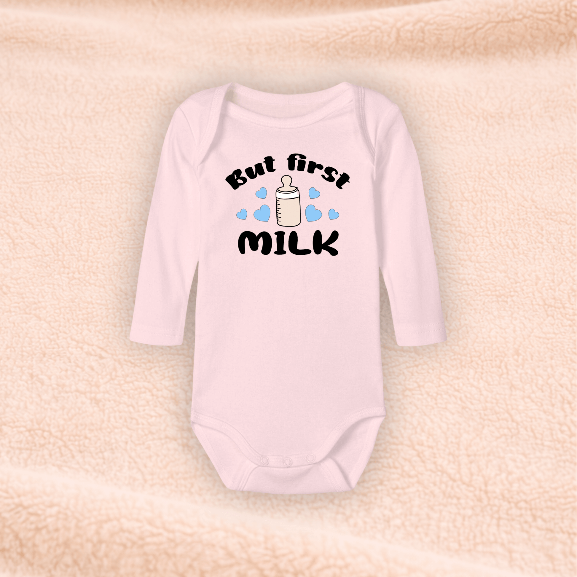 Langarmbody - But first Milk KrzR DruckZone