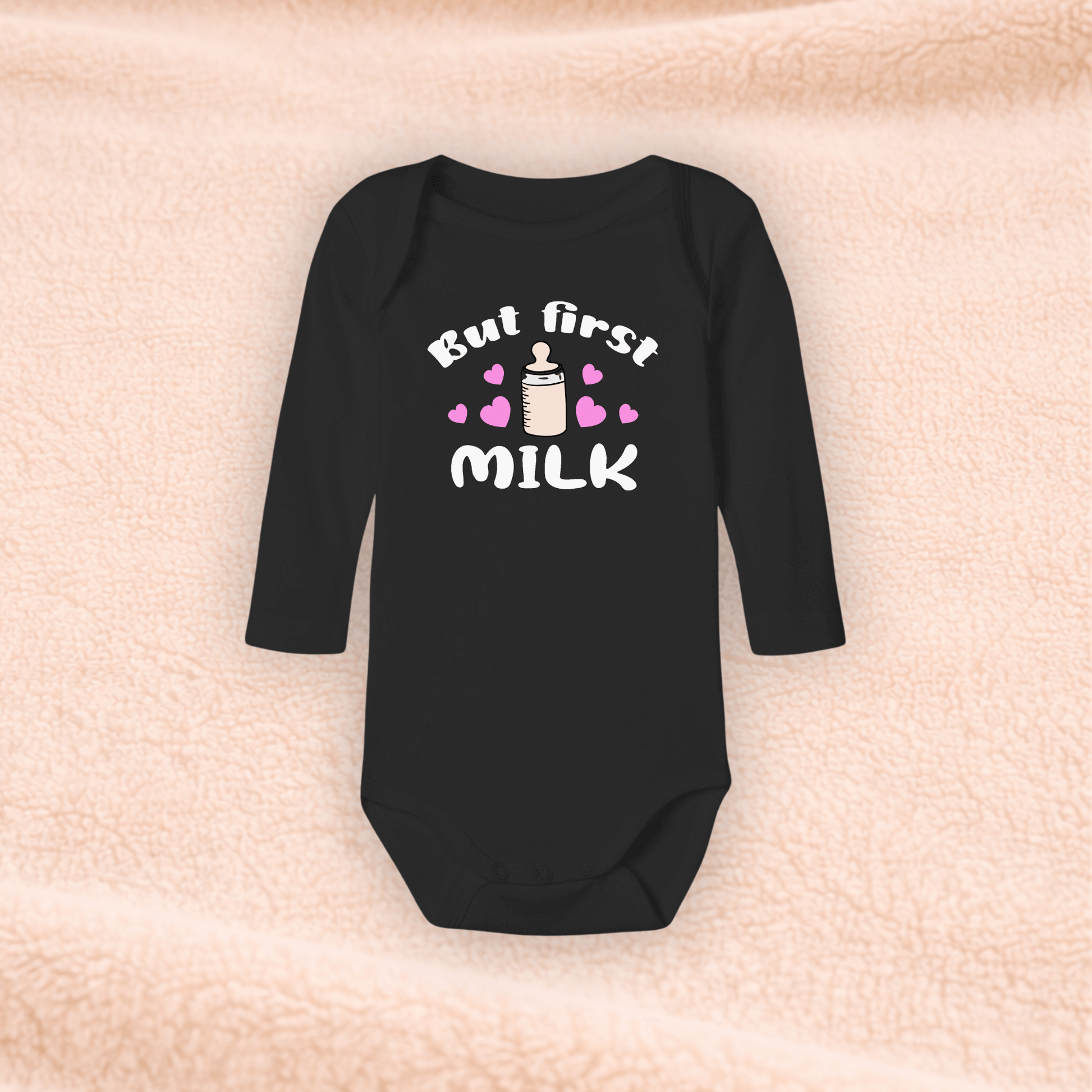 Langarmbody - But first Milk KrzR DruckZone