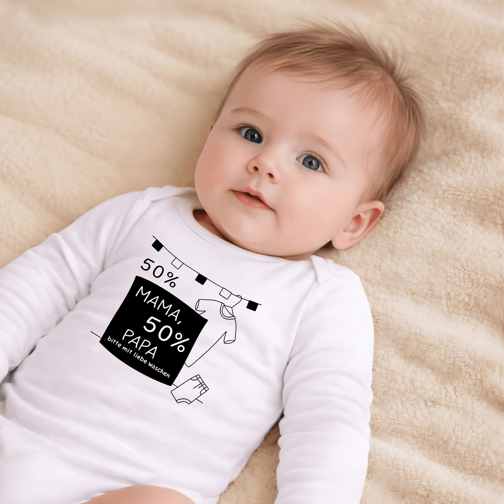 Langarmbody - 50% Mama 50% Papa KrzR DruckZone
