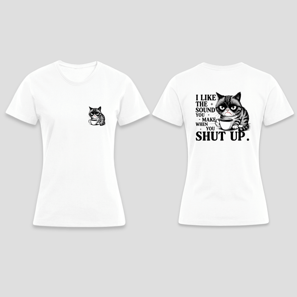 Premium T-Shirt - „Shut up“ | Lustiges Katzen Shirt KrzR DruckZone