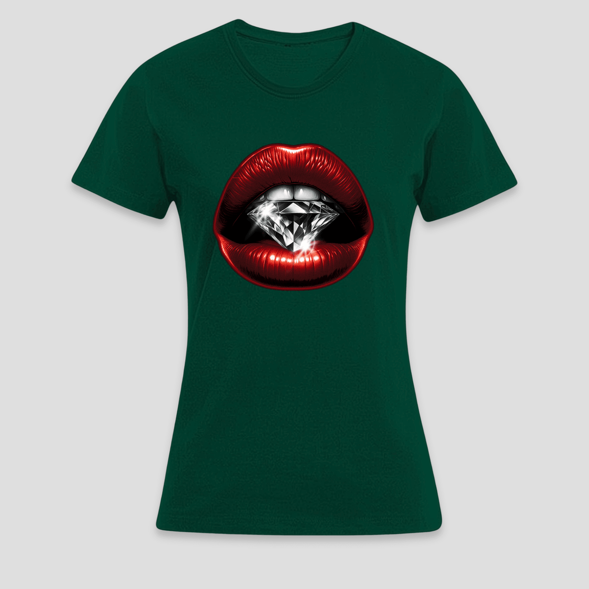 Premium T-Shirt Lippen Diamant | Statement Print für sie KrzR DruckZone