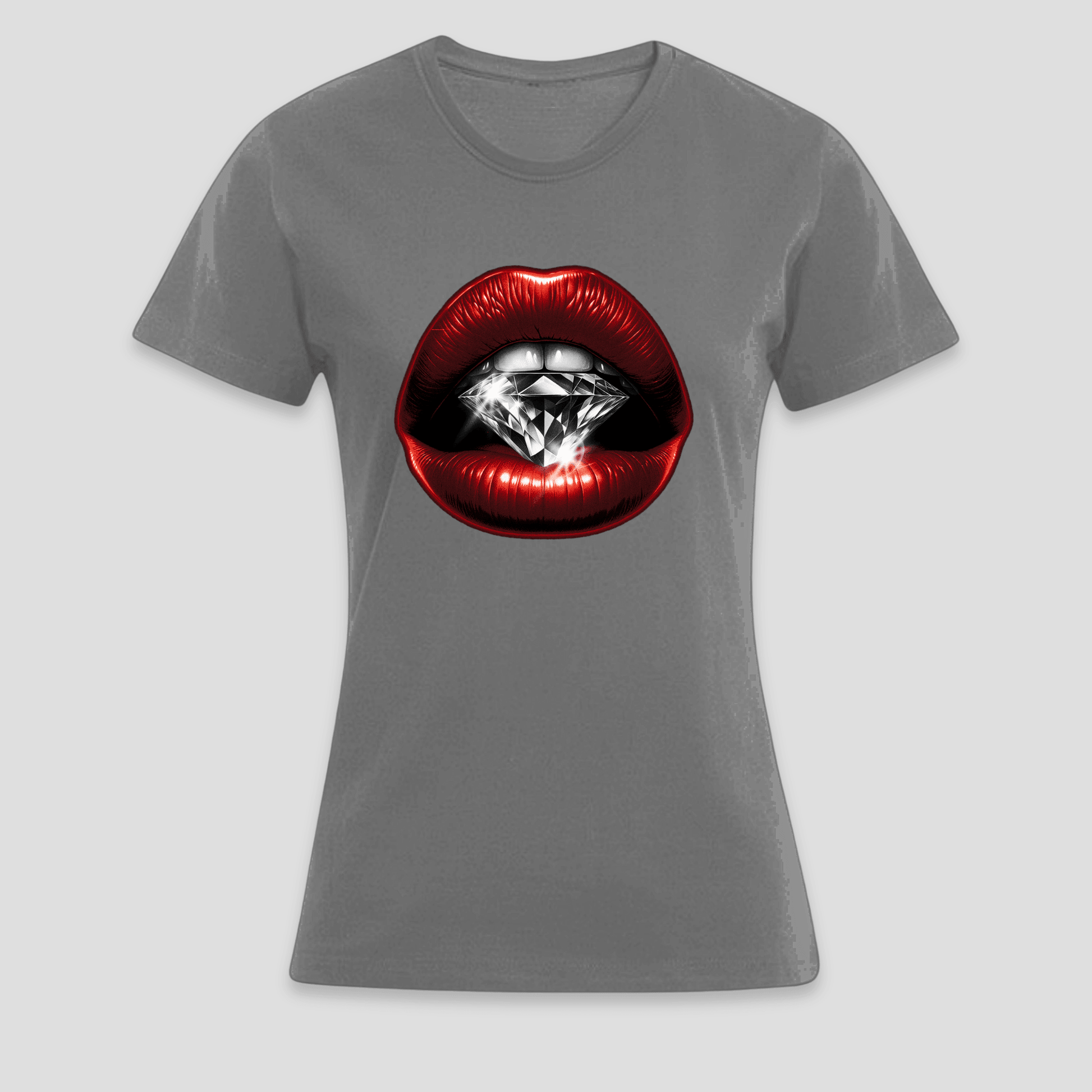 Premium T-Shirt Lippen Diamant | Statement Print für sie KrzR DruckZone