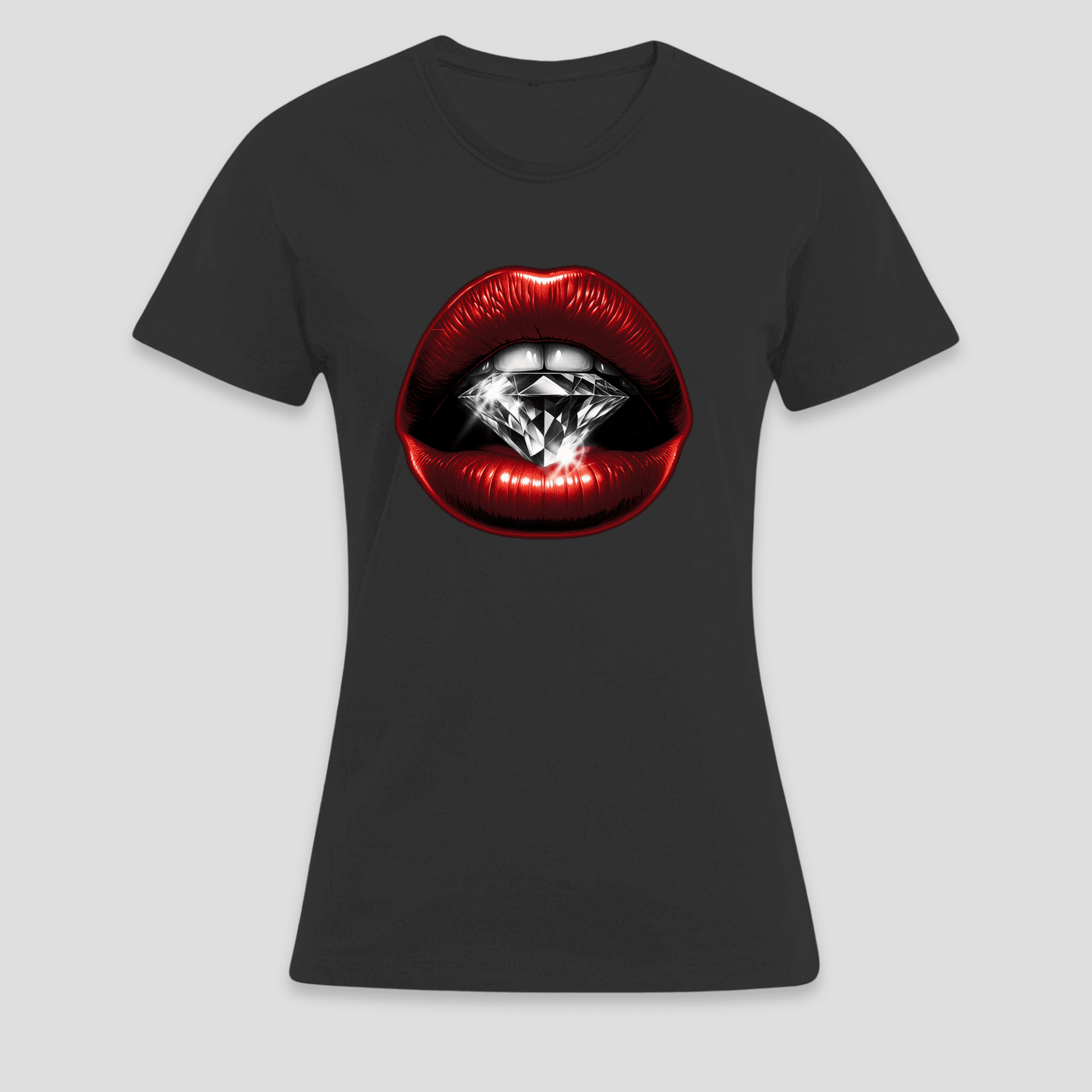 Premium T-Shirt Lippen Diamant | Statement Print für sie KrzR DruckZone