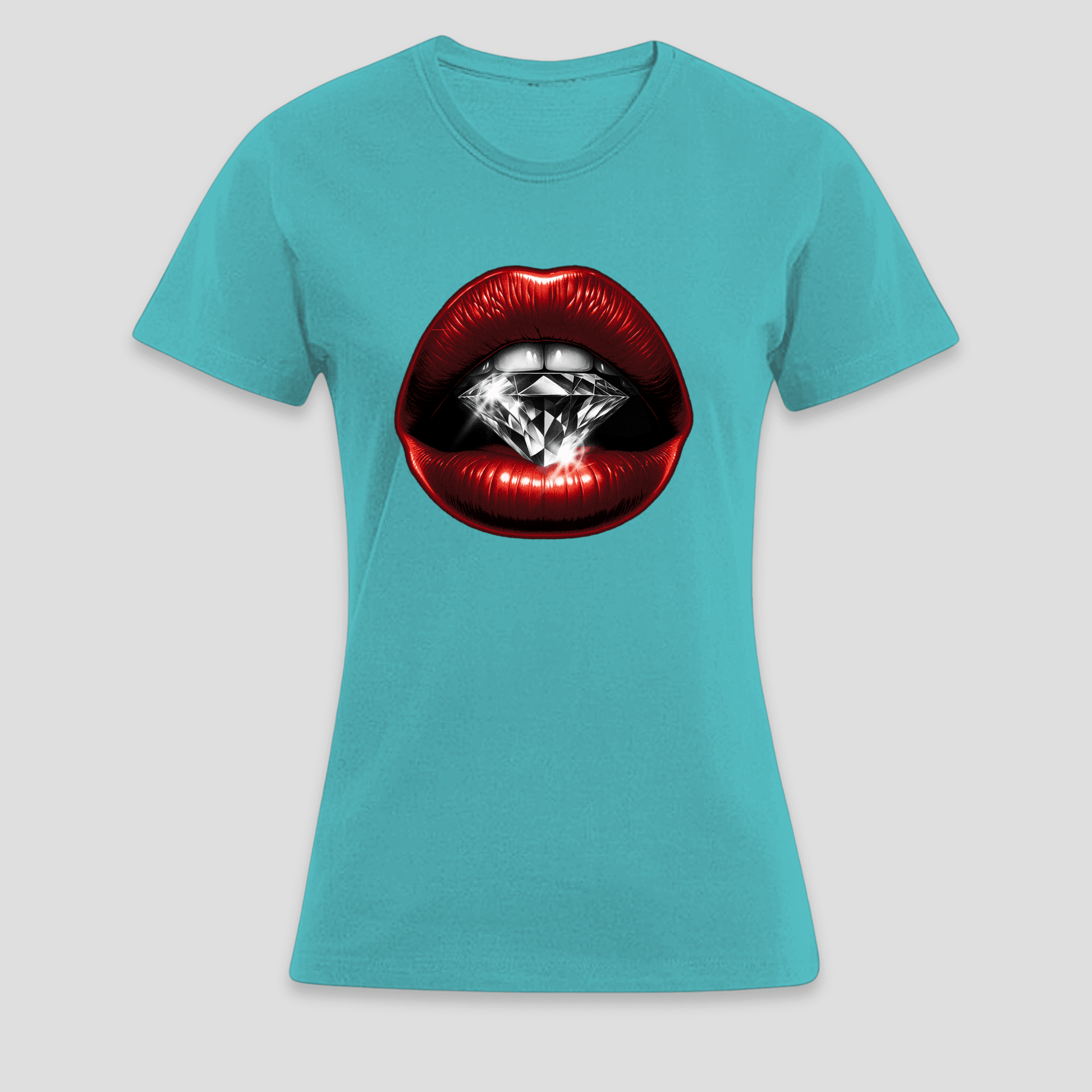 Premium T-Shirt Lippen Diamant | Statement Print für sie KrzR DruckZone