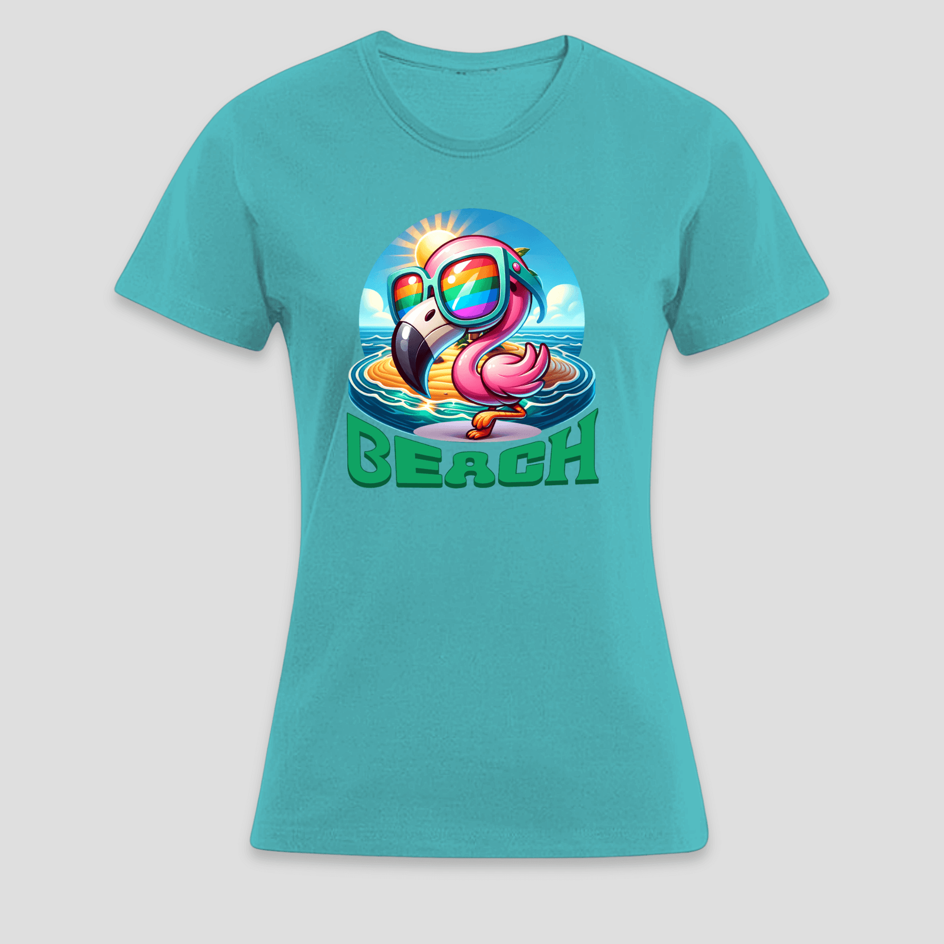 Premium T-Shirt "Flamingo Beach " | Sommer Statement-Print KrzR DruckZone