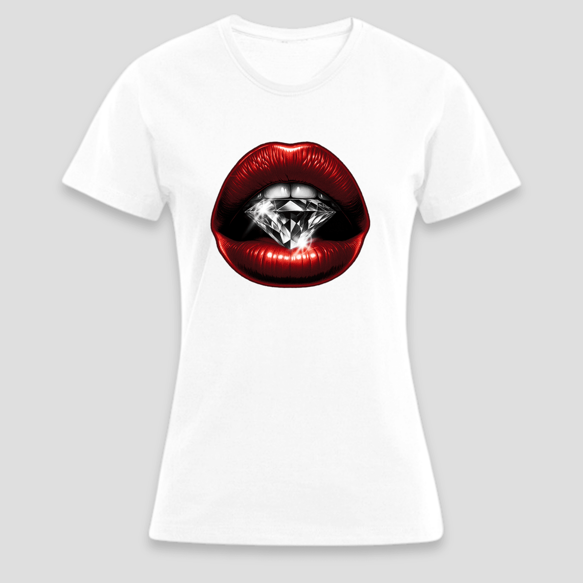 Premium T-Shirt Lippen Diamant | Statement Print für sie KrzR DruckZone