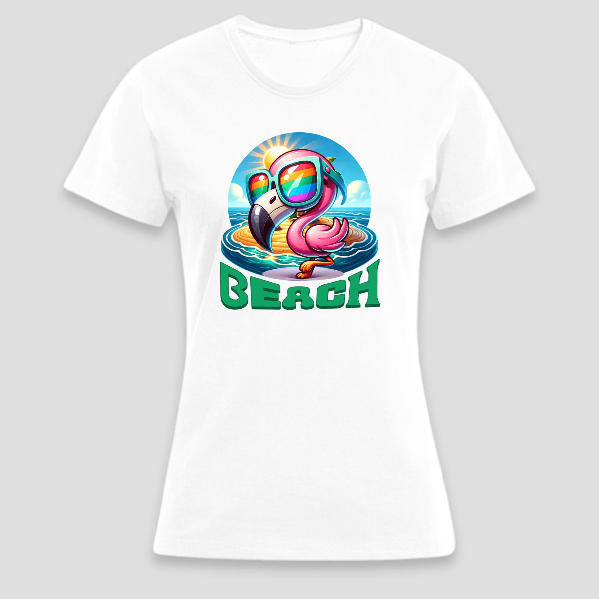Premium T-Shirt "Flamingo Beach " | Sommer Statement-Print KrzR DruckZone