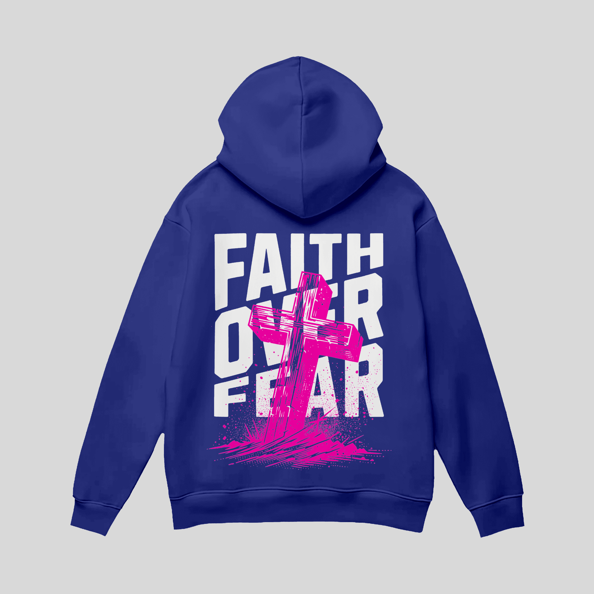 Premium Hoodie „Faith Over Fear“ – Christian Streetwear mit Cross-Print KrzR DruckZone