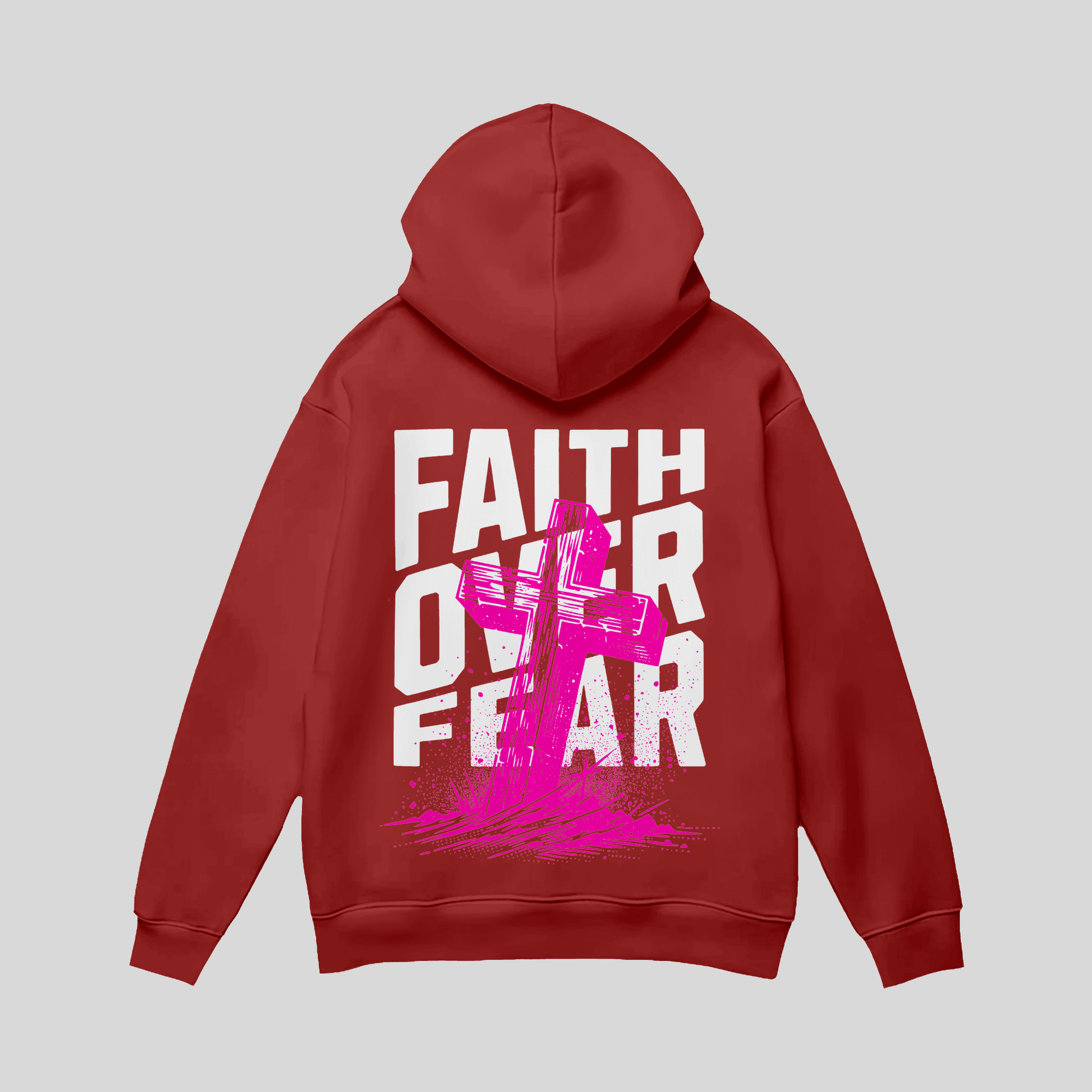 Premium Hoodie „Faith Over Fear“ – Christian Streetwear mit Cross-Print KrzR DruckZone