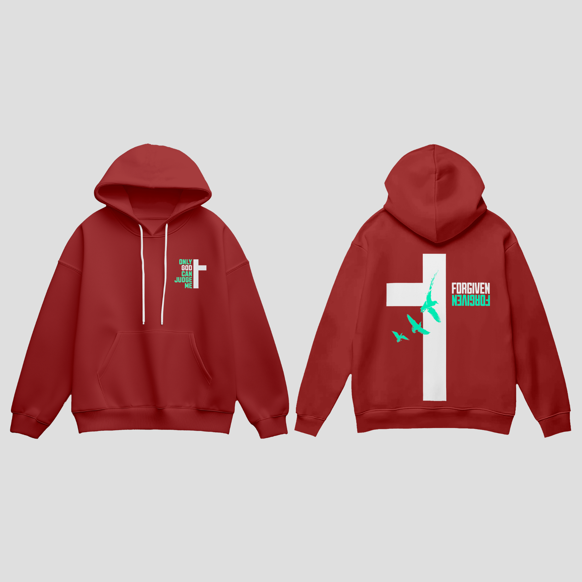 Premium Hoodie Faith – Forgiven Cross mit Kreuz & Tauben KrzR DruckZone