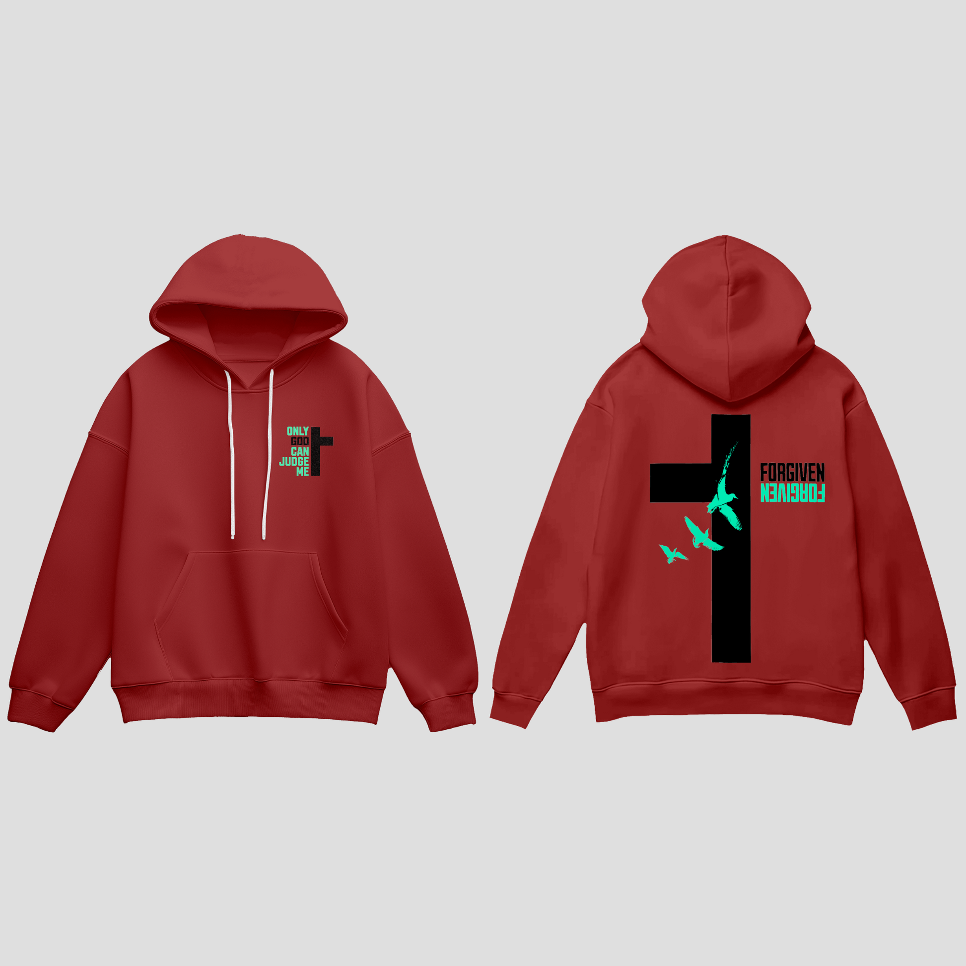 Premium Hoodie Faith – Forgiven Cross mit Kreuz & Tauben KrzR DruckZone