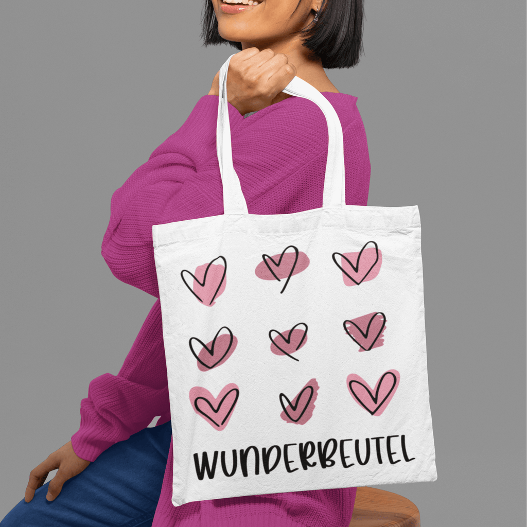 Stofftasche Wunderbeutel – Baumwolltasche mit Herzmotiv | Wiederverwendbar KrzR DruckZone