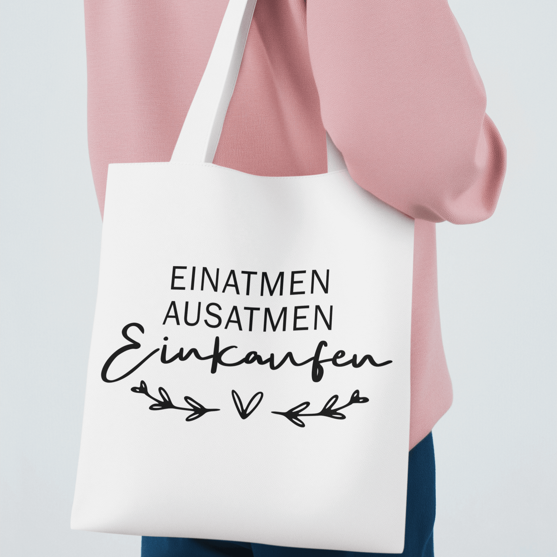 Stofftasche „Einatmen Ausatmen Einkaufen“ | Wiederverwendbar KrzR DruckZone