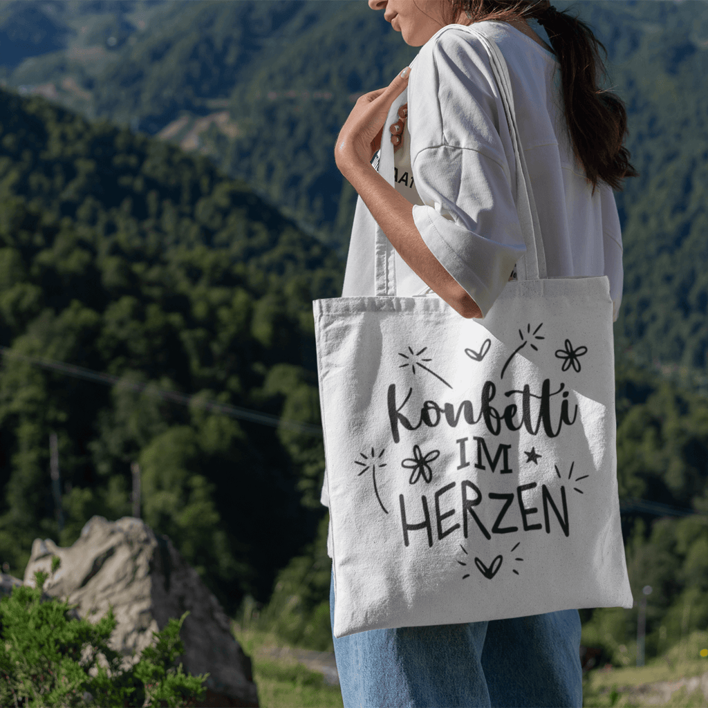 Stofftasche „Konfetti im Herzen“ | Wiederverwendbar KrzR DruckZone