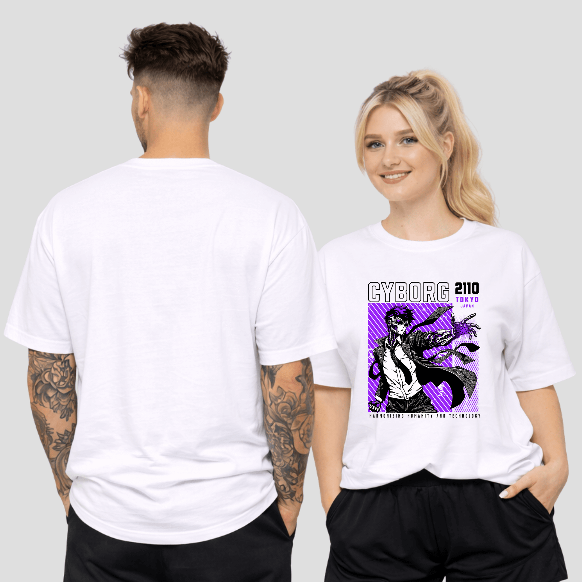 Oversize Premium T-Shirt - Cyborg Anime Man KrzR DruckZone