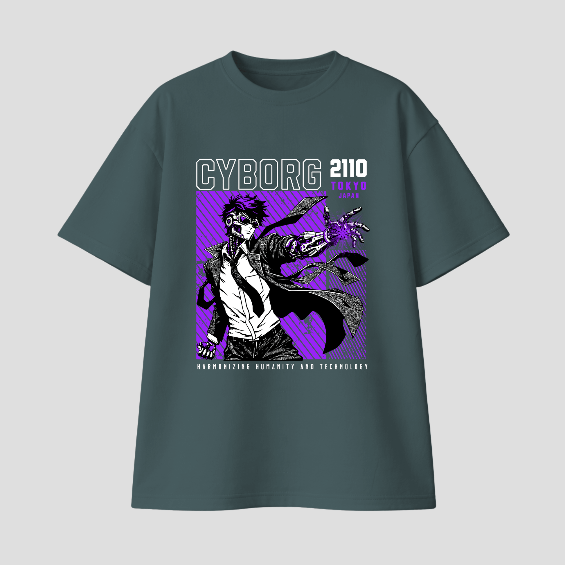 Oversize Premium T-Shirt - Cyborg Anime Man KrzR DruckZone