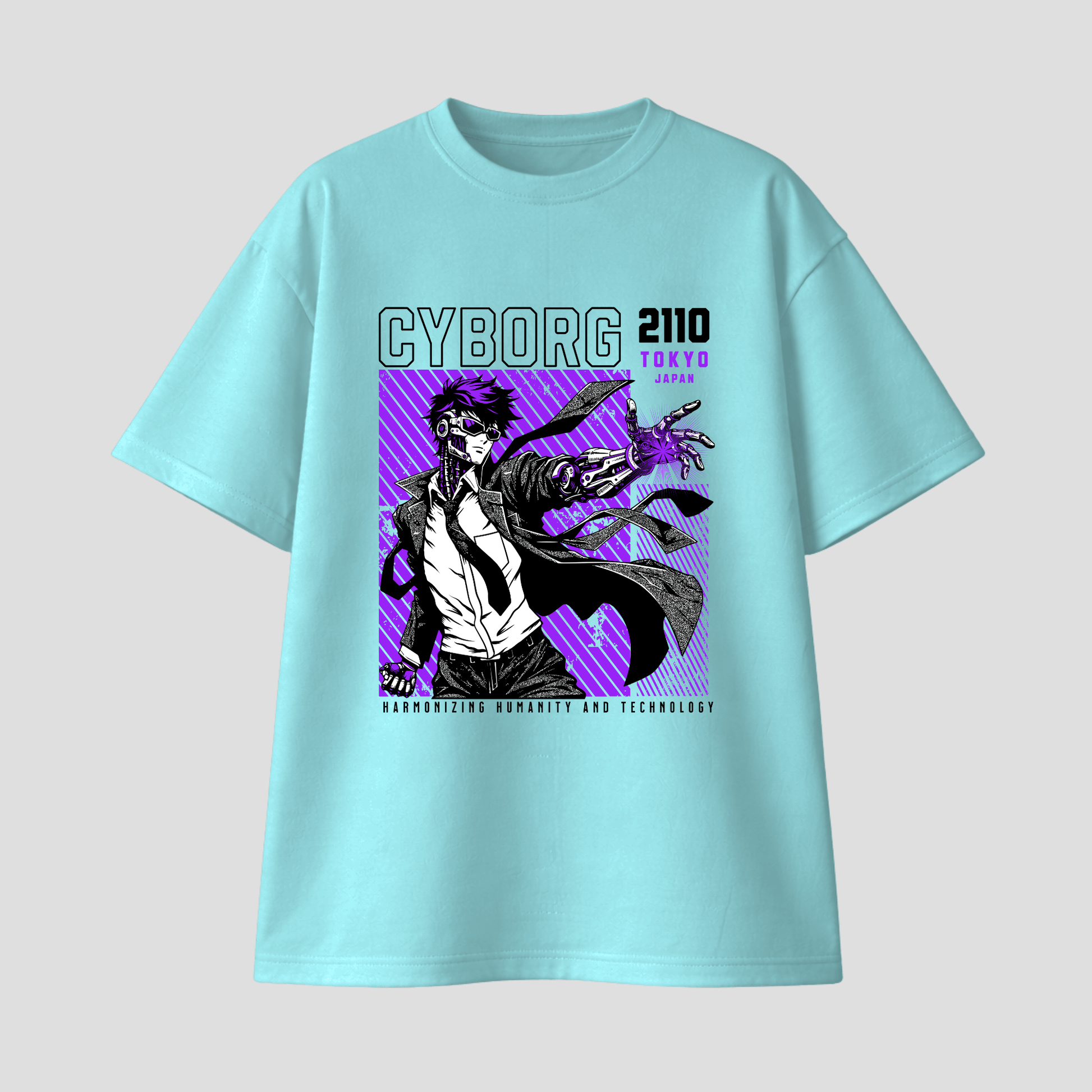 Oversize Premium T-Shirt - Cyborg Anime Man KrzR DruckZone