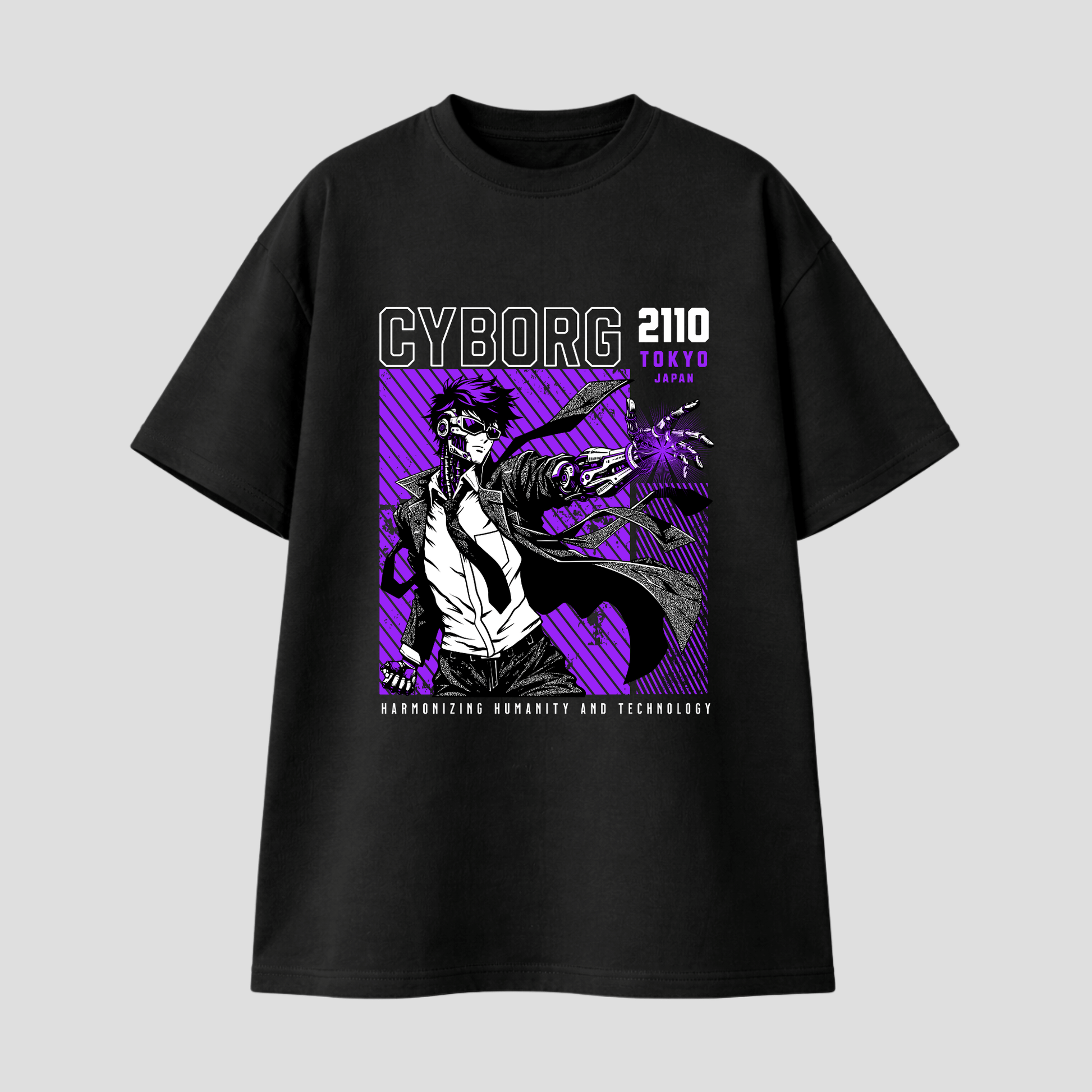 Oversize Premium T-Shirt - Cyborg Anime Man KrzR DruckZone