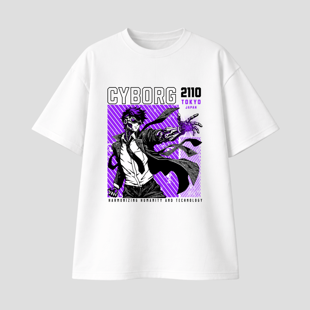 Oversize Premium T-Shirt - Cyborg Anime Man KrzR DruckZone