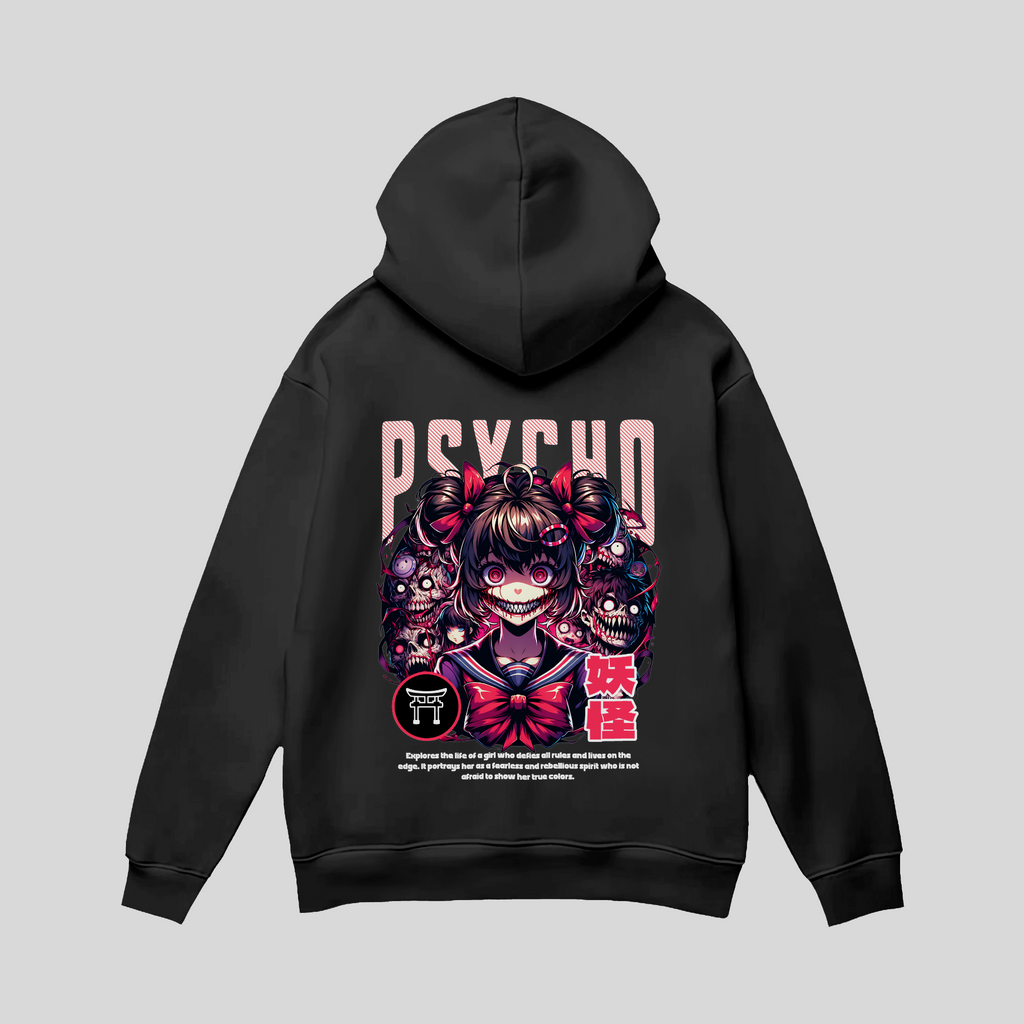 Premium Hoodie Psycho Madness – Dark Anime | Kawaii Horror Girl KrzR DruckZone