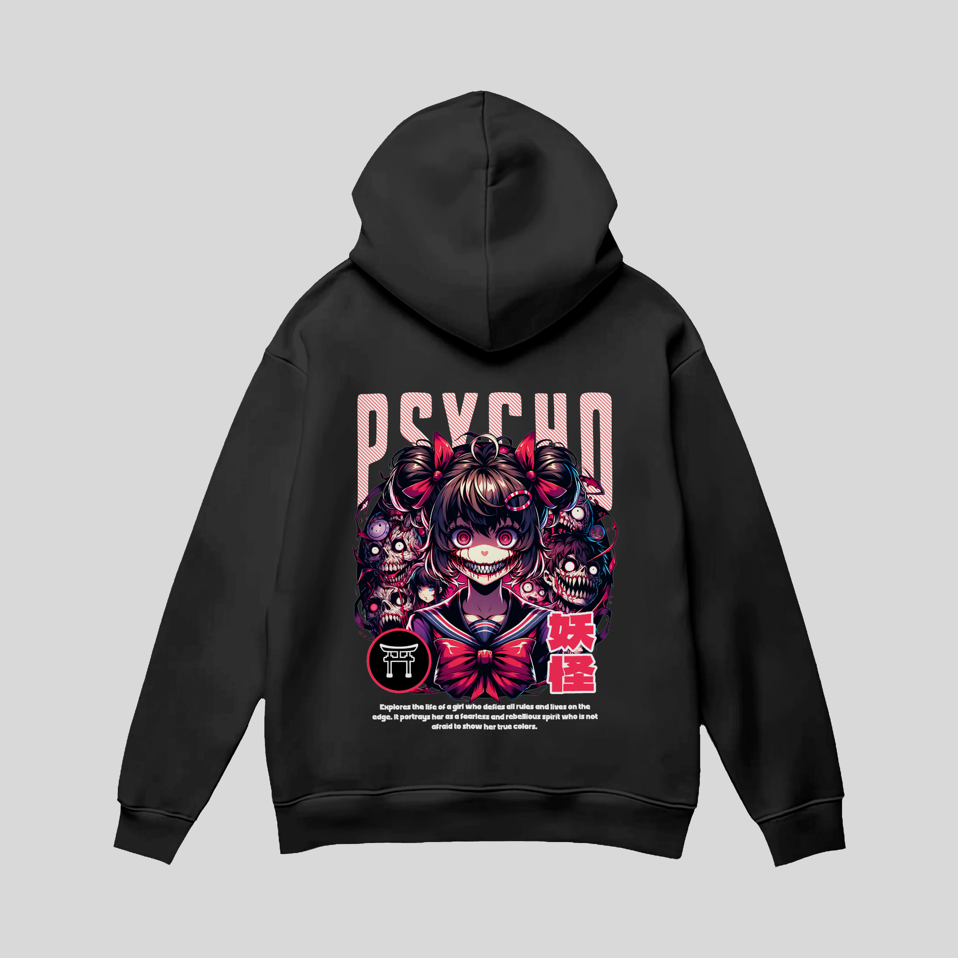 Premium Hoodie Psycho Madness – Dark Anime | Kawaii Horror Girl KrzR DruckZone