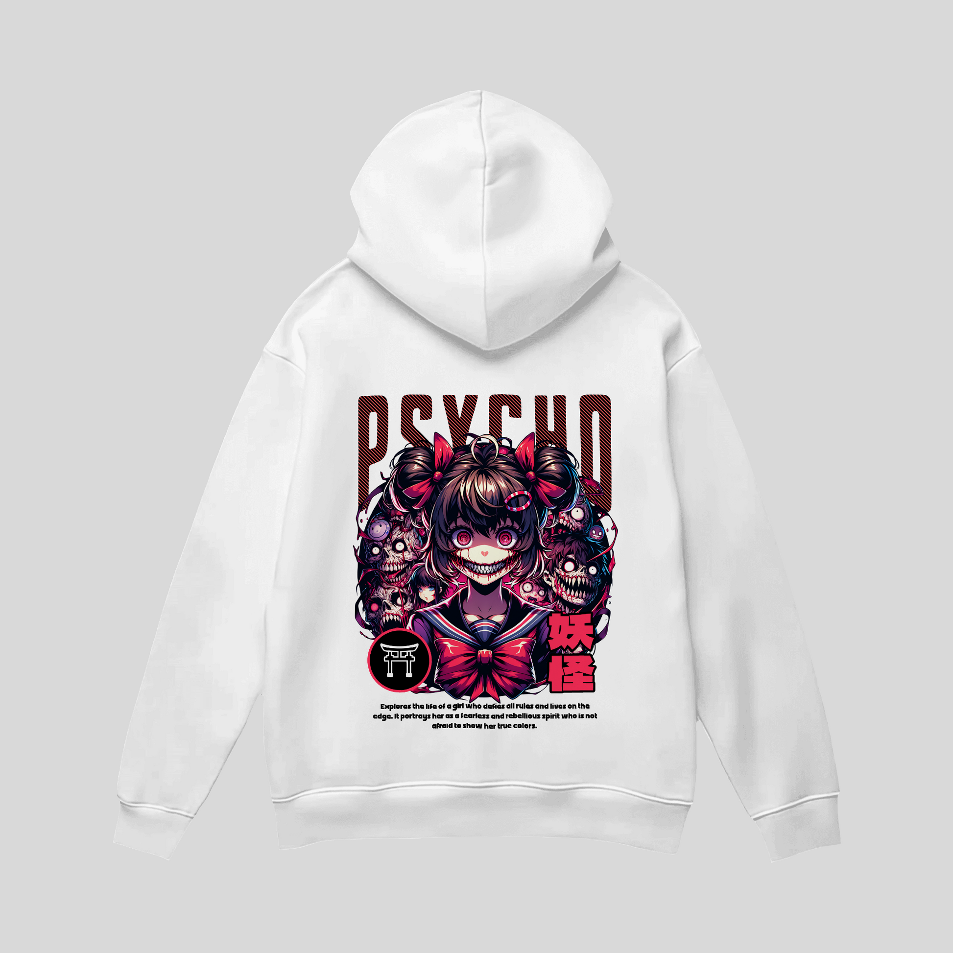 Premium Hoodie Psycho Madness – Dark Anime | Kawaii Horror Girl KrzR DruckZone
