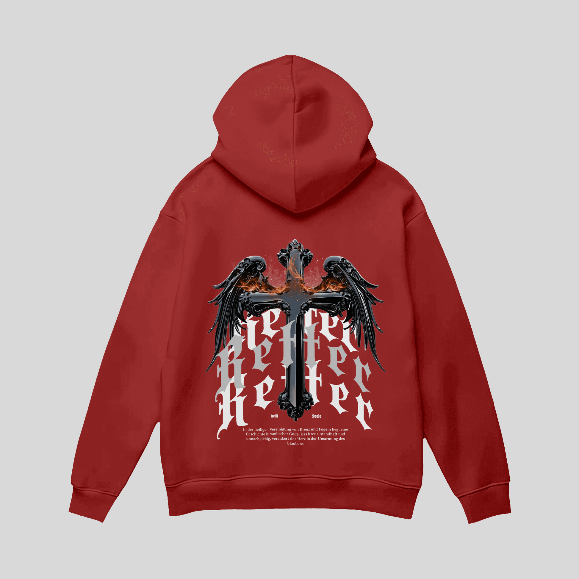 Premium Gothic Hoodie „Savior“ – Cross mit Flügeln KrzR DruckZone