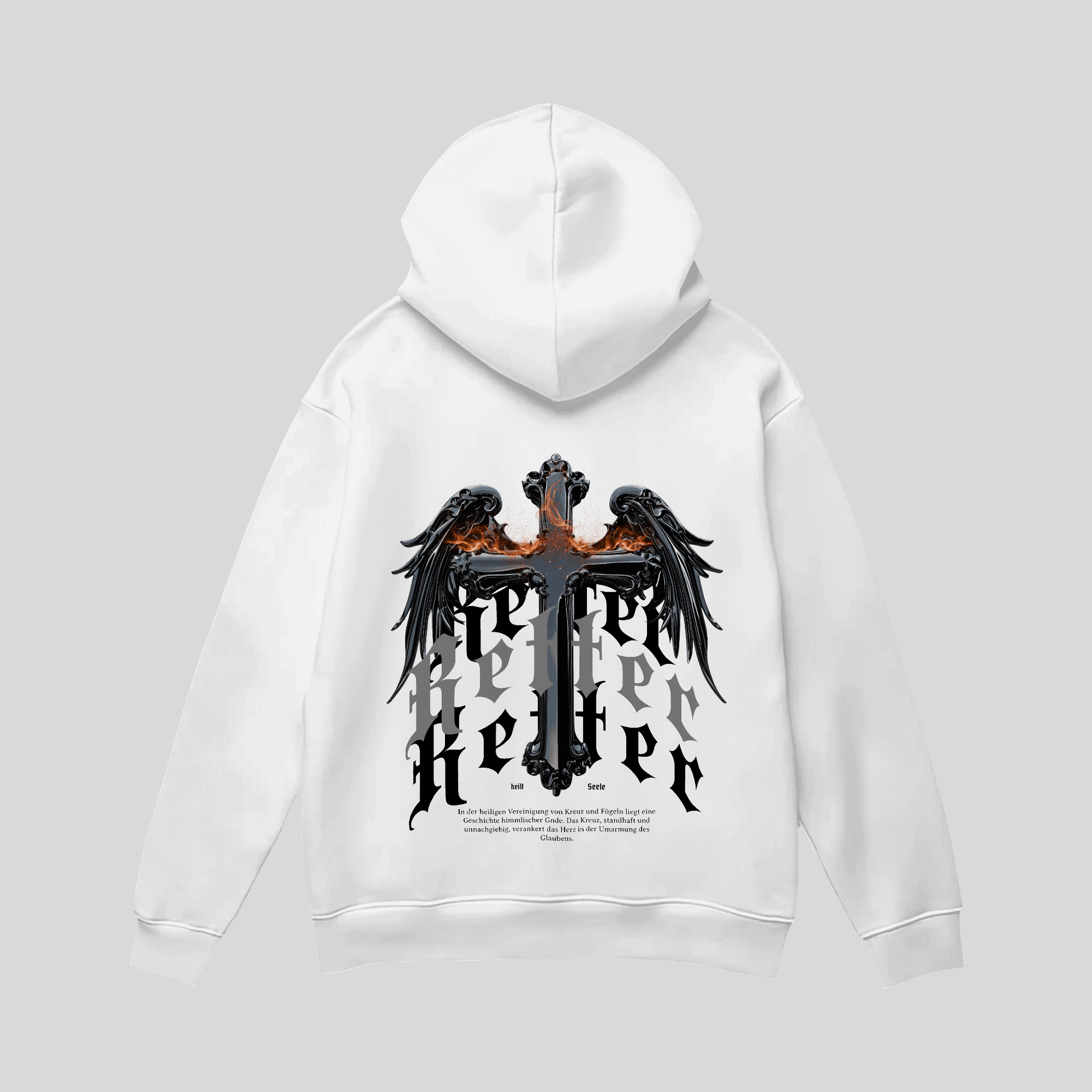 Premium Gothic Hoodie „Savior“ – Cross mit Flügeln KrzR DruckZone