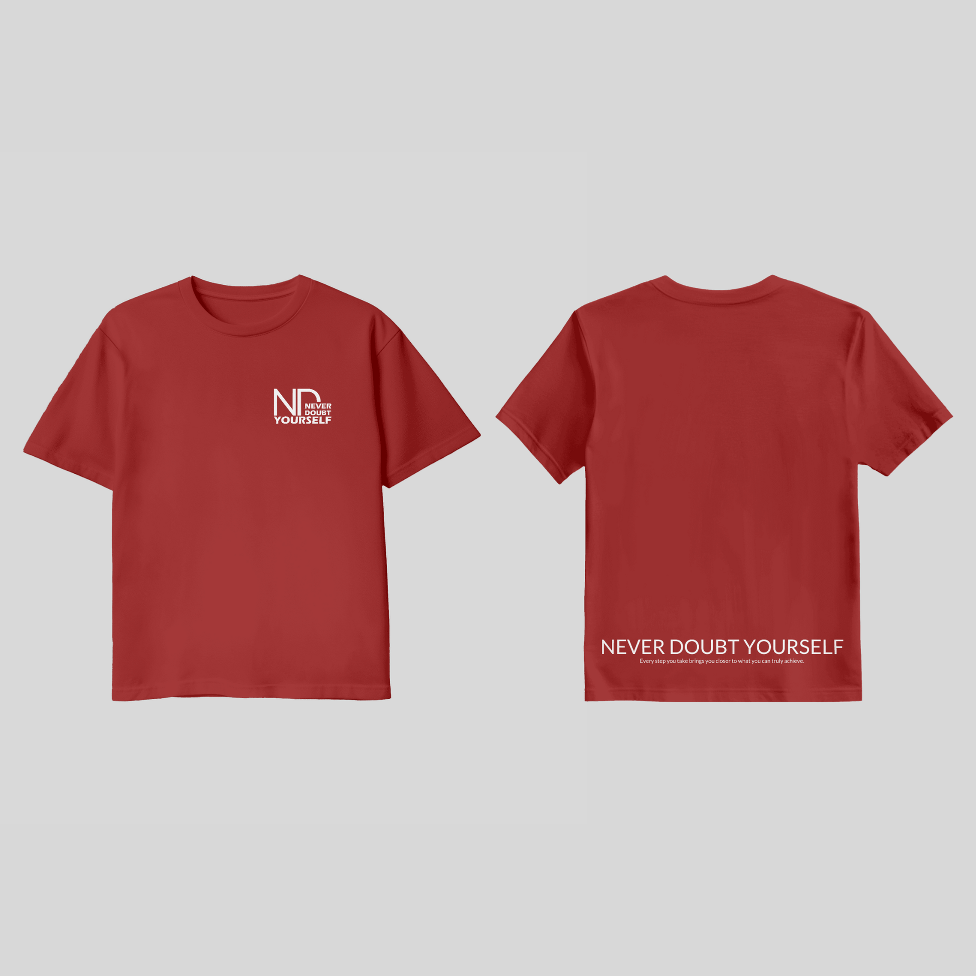 Premium T-Shirt „Never Doubt Yourself“ – Motivationsshirt KrzR DruckZone