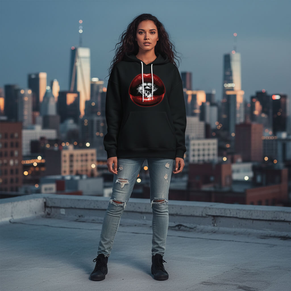 Premium Hoodie Diamant Lippen KrzR DruckZone